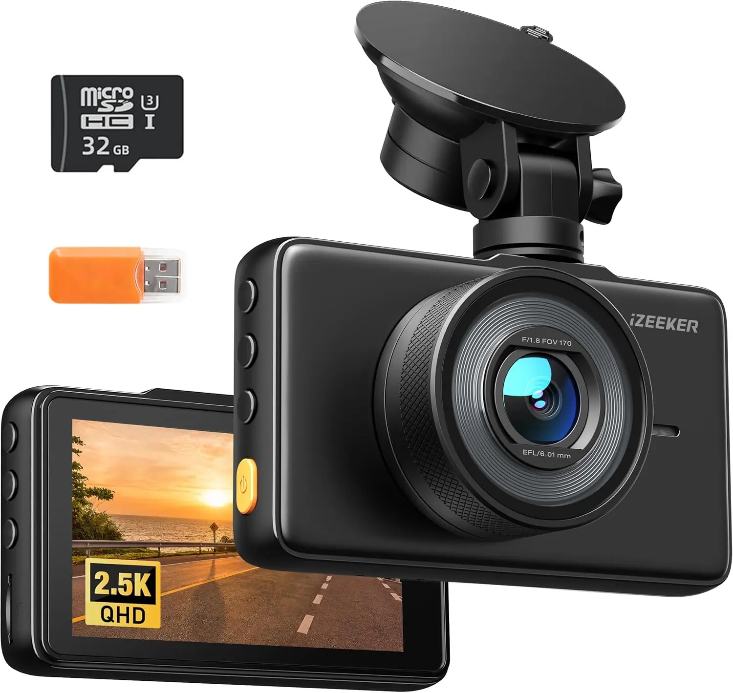 2.5K Dash Cam, 1440P QHD Car Camera with Free 32GB Card, 3' IPS Display, Night Vision, WDR, 170°Wide Angle, Loop Recording, G
2.5K Dash Cam, 1440P QHD Car Camera with Free 32GB Card, 3' IPS Display, Night Vision, WDR, 170°Wide Angle, Loop Recording, G