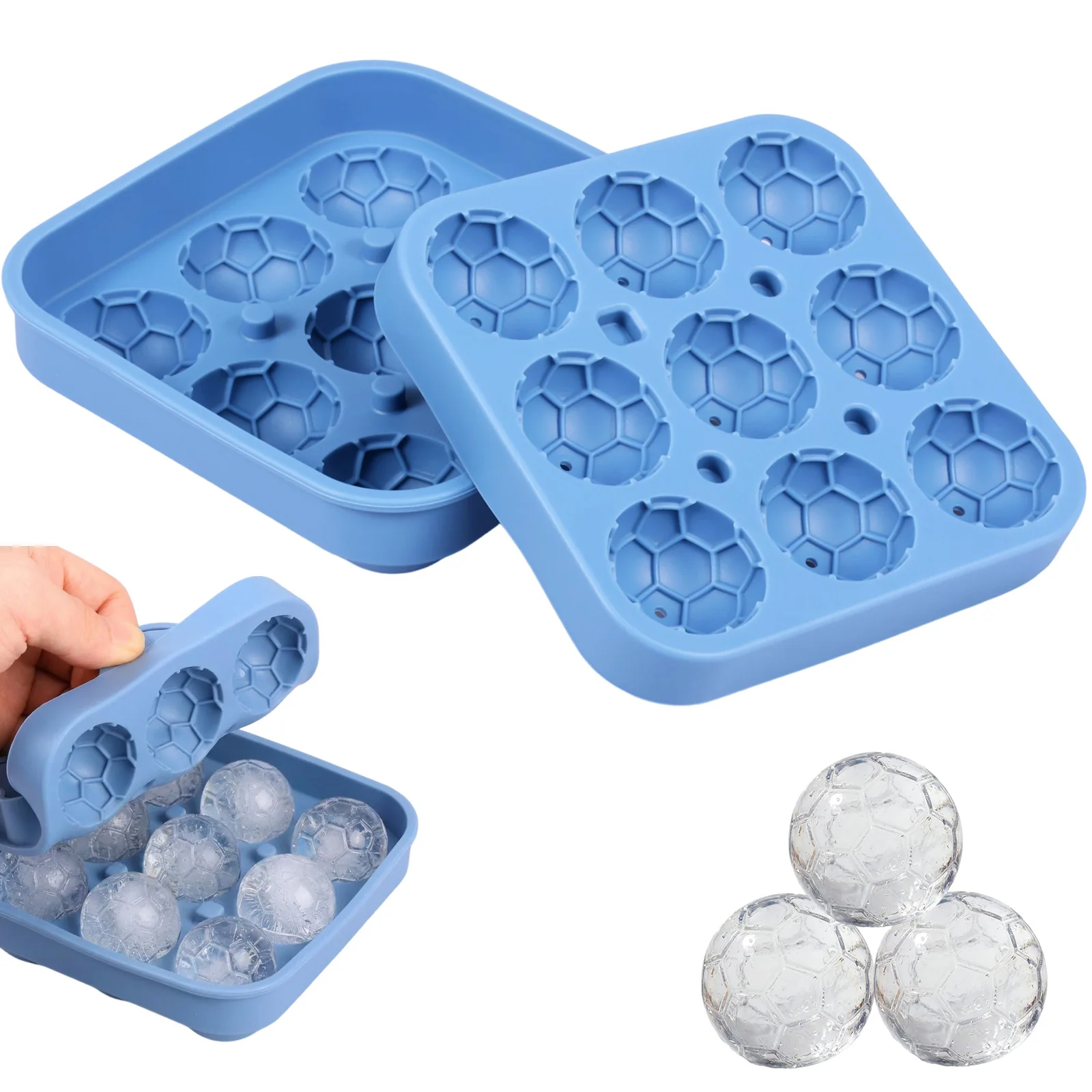 2Pcs Large Ice Ball Maker with Lid Easy To Fill Round Silicone Soccer Shape Ice Tray Maker for Whiskey Cocktail Blove Baking
2Pcs Large Ice Ball Maker with Lid Easy To Fill Round Silicone Soccer Shape Ice Tray Maker for Whiskey Cocktail Blove Baking