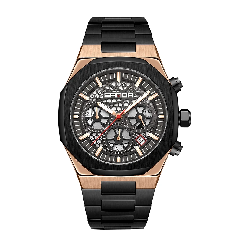 Fashion Sanda Top Brand Quartz Multifunctional Luxury Chrono Luminous Point Sainless Steel Men Hollow Dial Date Business Watches
Fashion Sanda Top Brand Quartz Multifunctional Luxury Chrono Luminous Point Sainless Steel Men Hollow Dial Date Business Watches