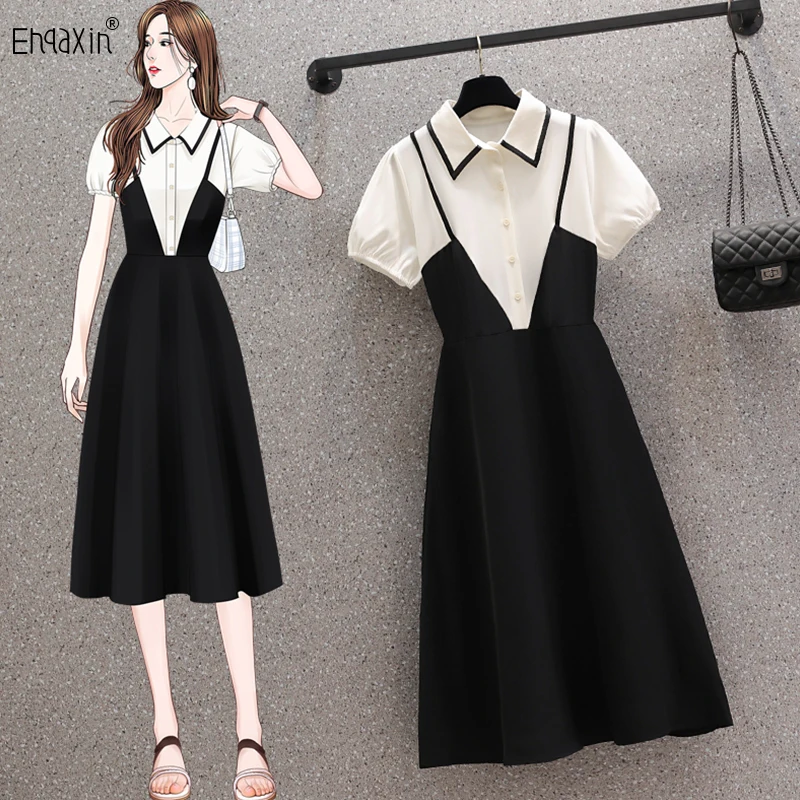 EHQAXIN 2022 Ladies Dress Summer Fashion Contrast Color Stitching Button A-Shaped Short-Sleeved Literary Dresses Female M-4XL
EHQAXIN 2022 Ladies Dress Summer Fashion Contrast Color Stitching Button A-Shaped Short-Sleeved Literary Dresses Female M-4XL