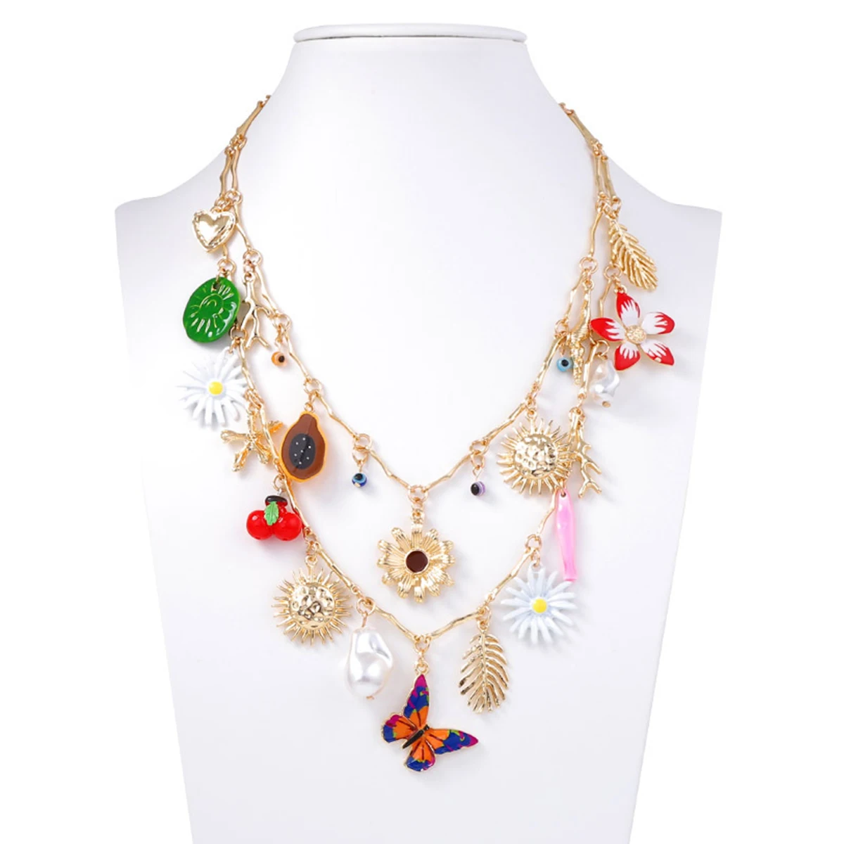 ZAA Double-layer Metal Chains Butterfly Flower Sunflower Imitation Pearl Pendant Necklace for Women's Fashion Jewelry Gifts
ZAA Double-layer Metal Chains Butterfly Flower Sunflower Imitation Pearl Pendant Necklace for Women's Fashion Jewelry Gifts