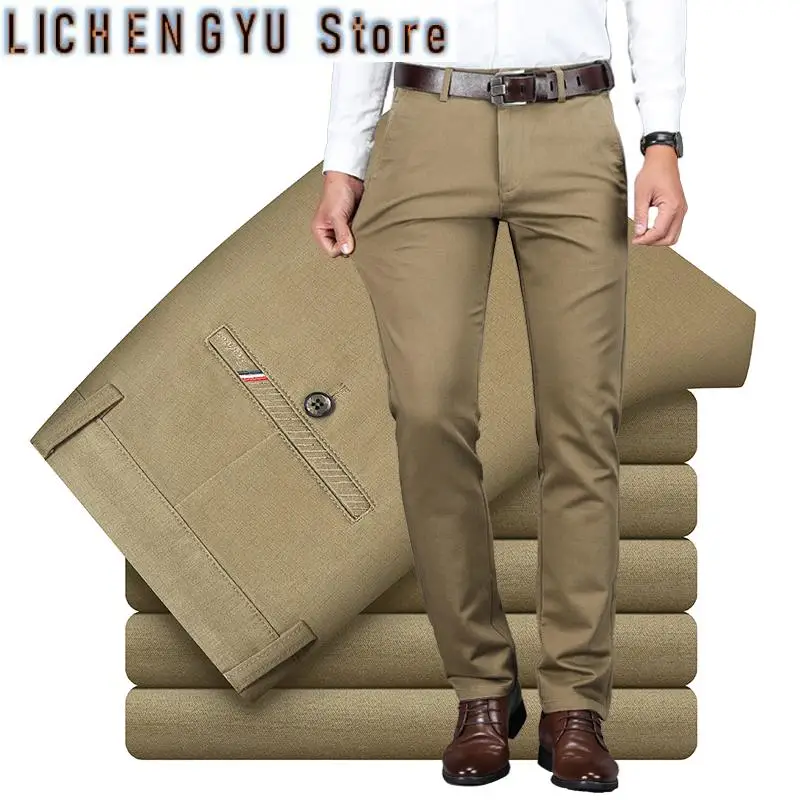 Высококачественные хлопковые мужские деловые офисные брюки, классические модные прямые эластичные повседневные брюки, однотонные мужские
Высококачественные хлопковые мужские деловые офисные брюки, классические модные прямые эластичные повседневные брюки, однотонные мужские