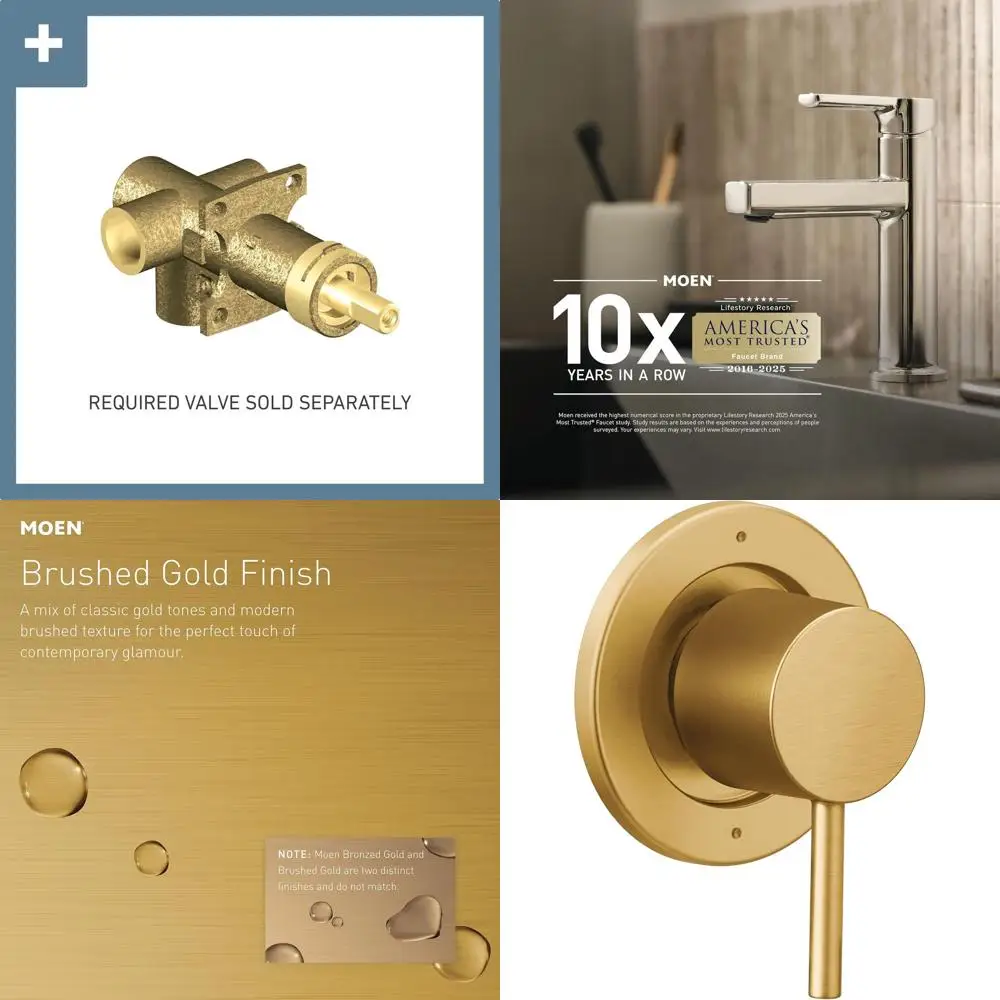 2 or 3-Way Diverter Transfer Trim Kit, T4191BG, Brushed Gold Finish
2 or 3-Way Diverter Transfer Trim Kit, T4191BG, Brushed Gold Finish