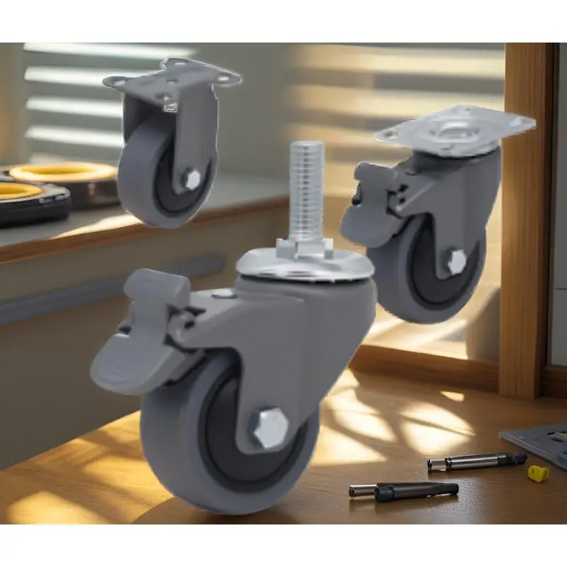 2" Silent Swivel Casters with Brake - 4-Piece Set for Furniture, Cabinets, Carts & Workshop Use
2" Silent Swivel Casters with Brake - 4-Piece Set for Furniture, Cabinets, Carts & Workshop Use