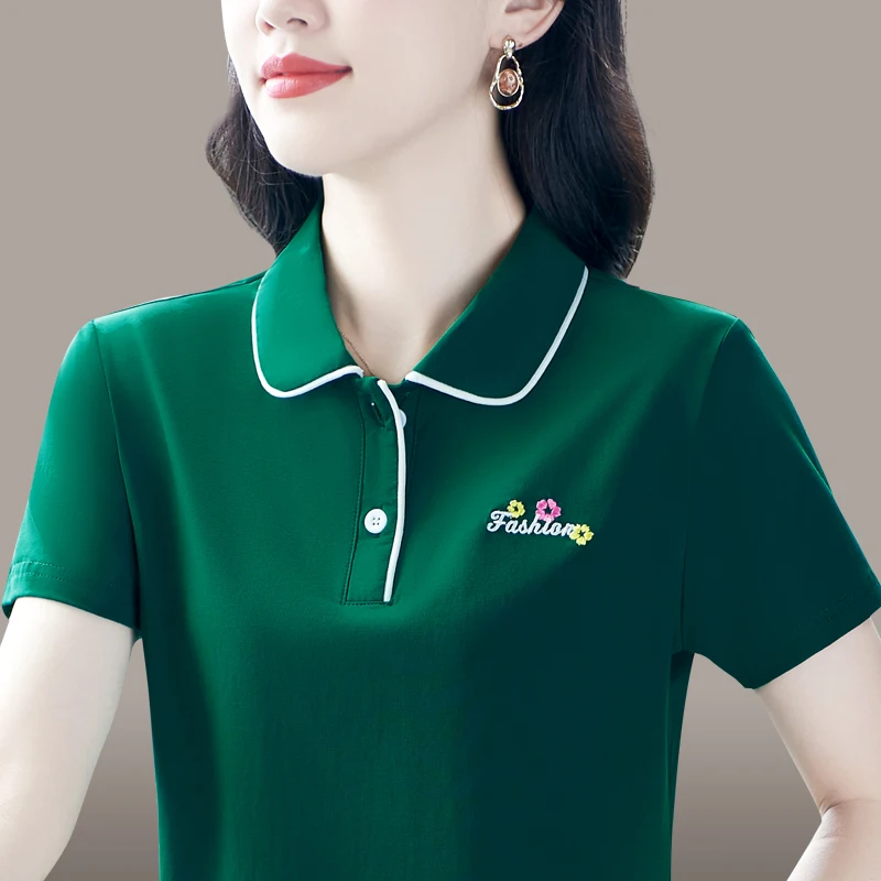 Embroidered Floral Cotton T Shirt for Woman Elegant Chic Top Short Sleeve Basic Polo Shirts Womenyouth Women's Basic Pullvoers
Embroidered Floral Cotton T Shirt for Woman Elegant Chic Top Short Sleeve Basic Polo Shirts Womenyouth Women's Basic Pullvoers