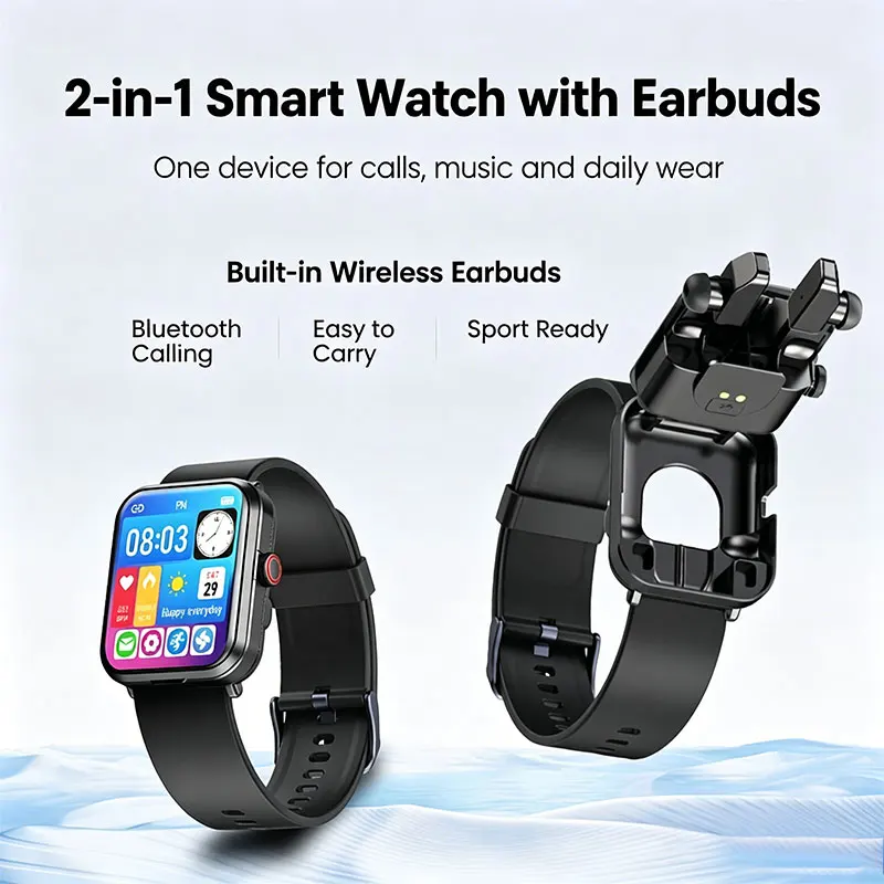 2026 New TWS 2-in-1 Bluetooth Earphones Smart Watch 1.91" with BT Call Heart Rate Health Monitoring IP67 Waterproof Smartwatch
2026 New TWS 2-in-1 Bluetooth Earphones Smart Watch 1.91" with BT Call Heart Rate Health Monitoring IP67 Waterproof Smartwatch