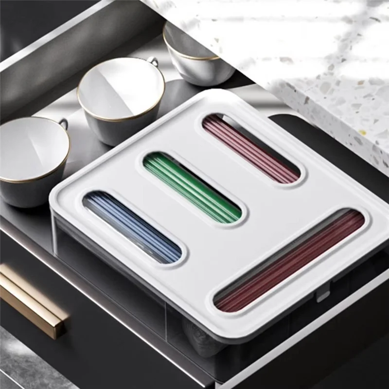 Kitchen Wrap Dispenser Organizer Box For Cling Wrap, Sandwich Bags - Space Saving Drawer Insert For Home Organizationabkw
Kitchen Wrap Dispenser Organizer Box For Cling Wrap, Sandwich Bags - Space Saving Drawer Insert For Home Organizationabkw
