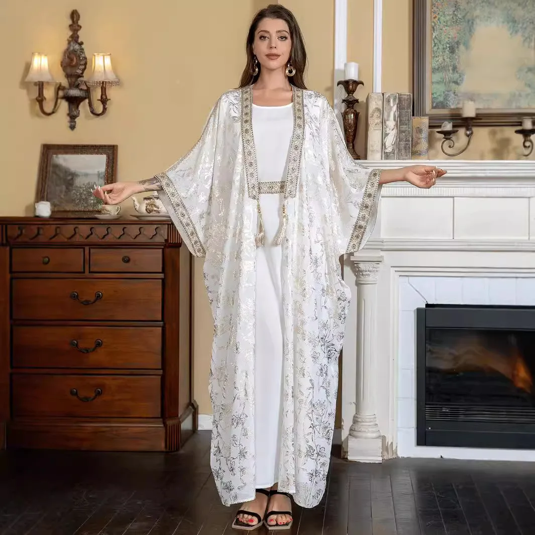 Sw013 Women's Dress Summer Gold-embossed Robe Elegant Two-piece Set Long Dress Robe Abaya Ramadan Dubai Luxury Islam Elegant
Sw013 Women's Dress Summer Gold-embossed Robe Elegant Two-piece Set Long Dress Robe Abaya Ramadan Dubai Luxury Islam Elegant