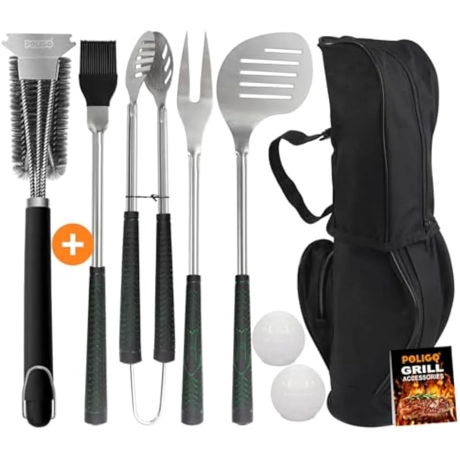 POLIGO 7PCS Golf-Club Style Grill Tools Kit with Rubber Handle Bundle with 18" Safe Wire Grill Brush and Scraper for All Barbec
POLIGO 7PCS Golf-Club Style Grill Tools Kit with Rubber Handle Bundle with 18" Safe Wire Grill Brush and Scraper for All Barbec