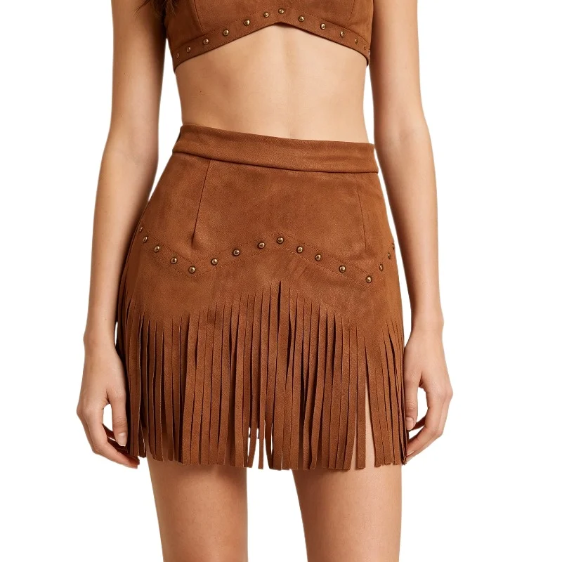 Women Western Fringe Mini High Waist Rivet Decor Faux Suede A Line Short Skirt Cowgirl Country Music Festival Party Bottoms
Women Western Fringe Mini High Waist Rivet Decor Faux Suede A Line Short Skirt Cowgirl Country Music Festival Party Bottoms
