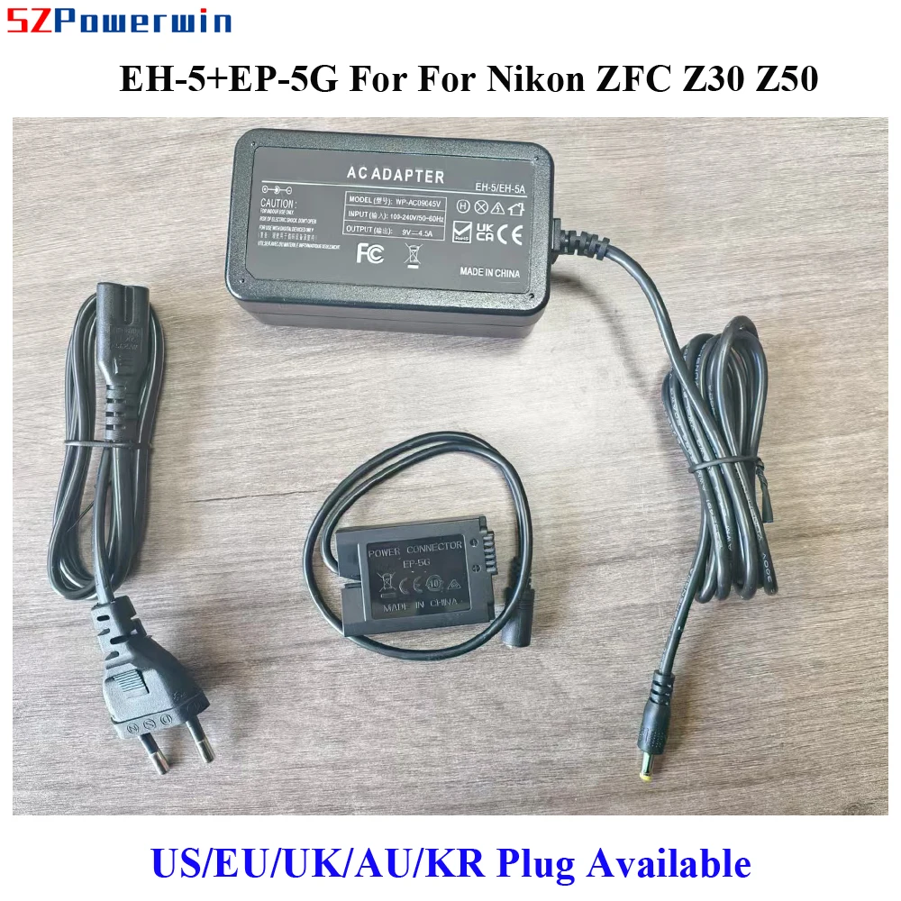 EH-5/EH-5A+EP-5G AC Power Adapter Charger 9V 4.5A For EN-EL25 Dummy Battery EP-5G DC Coupler For Nikon ZFC Z30 Z50 Camera
EH-5/EH-5A+EP-5G AC Power Adapter Charger 9V 4.5A For EN-EL25 Dummy Battery EP-5G DC Coupler For Nikon ZFC Z30 Z50 Camera