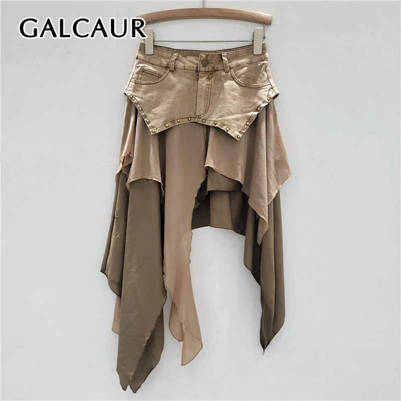 GALCAUR Solid Loose Spliced Bead Fashion Skirts Fort Women High Waist Patchwork Ruffles Irregular Temperament Skirt Femlae Style
GALCAUR Solid Loose Spliced Bead Fashion Skirts Fort Women High Waist Patchwork Ruffles Irregular Temperament Skirt Femlae Style