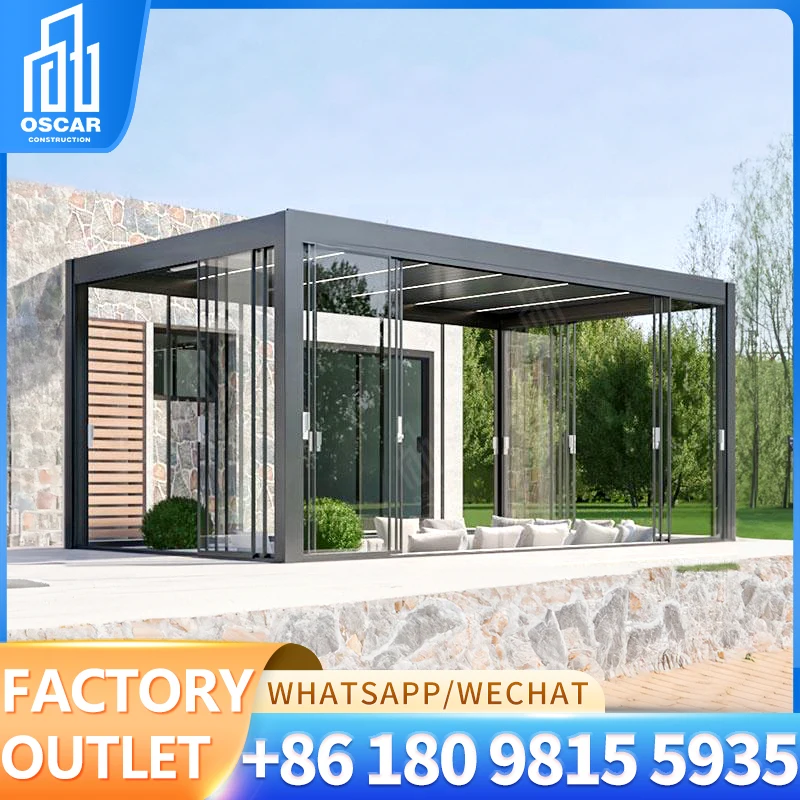 Outside Garden Furniture Shading Aluminum Pergola Retractable PVC Roof Folding Electric Pergola with Remote Control
Outside Garden Furniture Shading Aluminum Pergola Retractable PVC Roof Folding Electric Pergola with Remote Control