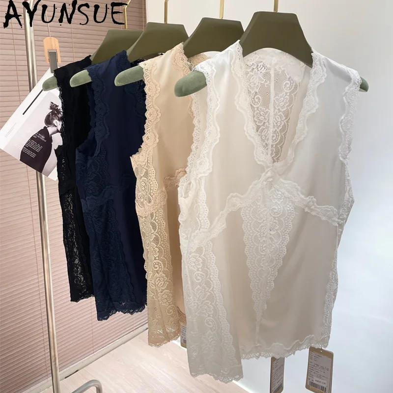 Natural Mulberry Silk Tank Top Woman Sleeveless Lace Sexy Tops for Woman Clothes High Quality Spring Summer Top Femme 2025
Natural Mulberry Silk Tank Top Woman Sleeveless Lace Sexy Tops for Woman Clothes High Quality Spring Summer Top Femme 2025