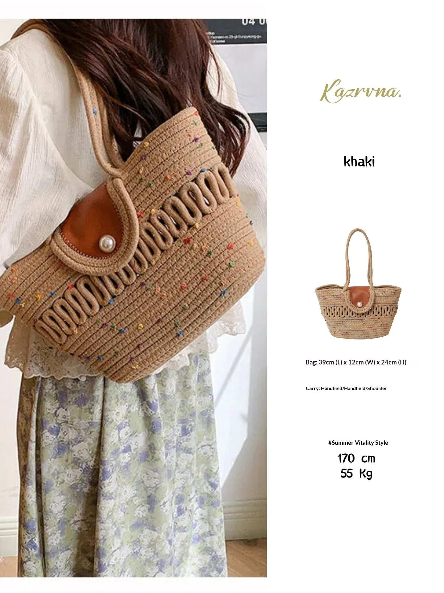 Fashion Casual Straw Woven Underarm Basket Bag, Summer Beach Vacation large capacity Delicate Hollow-out Shoulder Bag
Fashion Casual Straw Woven Underarm Basket Bag, Summer Beach Vacation large capacity Delicate Hollow-out Shoulder Bag