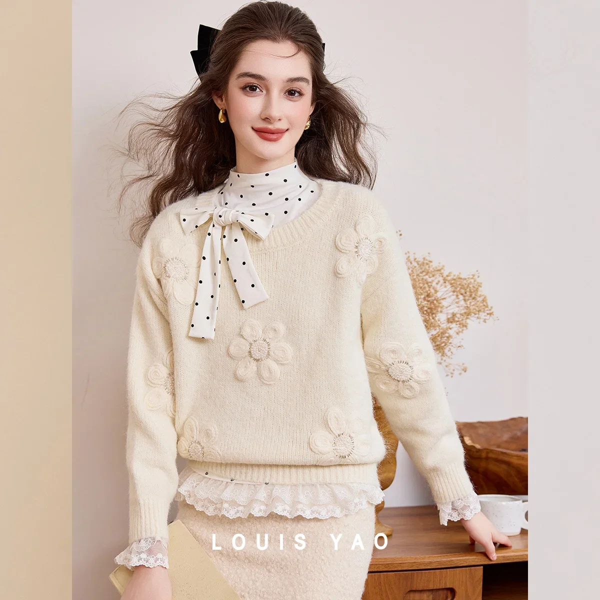 LOUIS-YAO Sweet 3D Floral Women's Sweater 2025 Autumn/Winter Pullovers Slightly Stretch Wearable-Outside Knitted Sweater
LOUIS-YAO Sweet 3D Floral Women's Sweater 2025 Autumn/Winter Pullovers Slightly Stretch Wearable-Outside Knitted Sweater