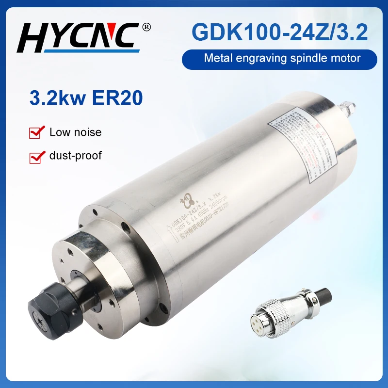 Metal Milling Spindle CNC 3.2kw Water-cooled Spindle ER20 400HZ 220V 380V D=100mm Constant Torque CNC Lathe Engraving Drill Tool
Metal Milling Spindle CNC 3.2kw Water-cooled Spindle ER20 400HZ 220V 380V D=100mm Constant Torque CNC Lathe Engraving Drill Tool