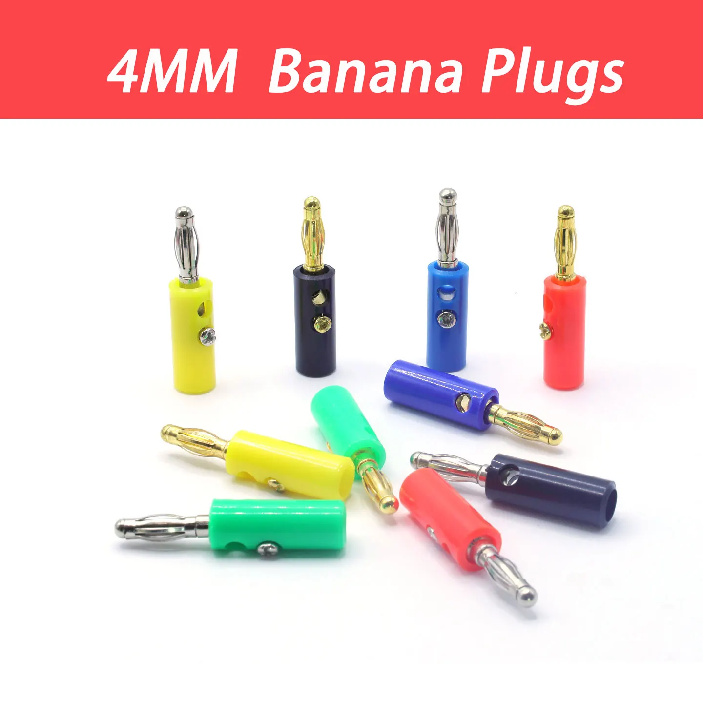 4mm Banana Plug Solderless Screw Type 32A 60VDC Zinc Alloy Gold/Nickel Plated 5 Colors for Speaker Wire Amplifier Audio Cable
4mm Banana Plug Solderless Screw Type 32A 60VDC Zinc Alloy Gold/Nickel Plated 5 Colors for Speaker Wire Amplifier Audio Cable