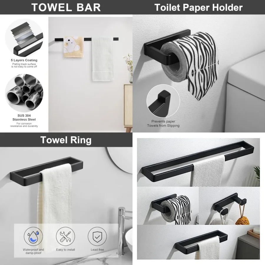 4-Piece Bathroom Hardware Accessories Set, Bath Towel Bar Set SUS304 Stainless Steel, Round Towel Racks for Bathroom Wall Mount
4-Piece Bathroom Hardware Accessories Set, Bath Towel Bar Set SUS304 Stainless Steel, Round Towel Racks for Bathroom Wall Mount