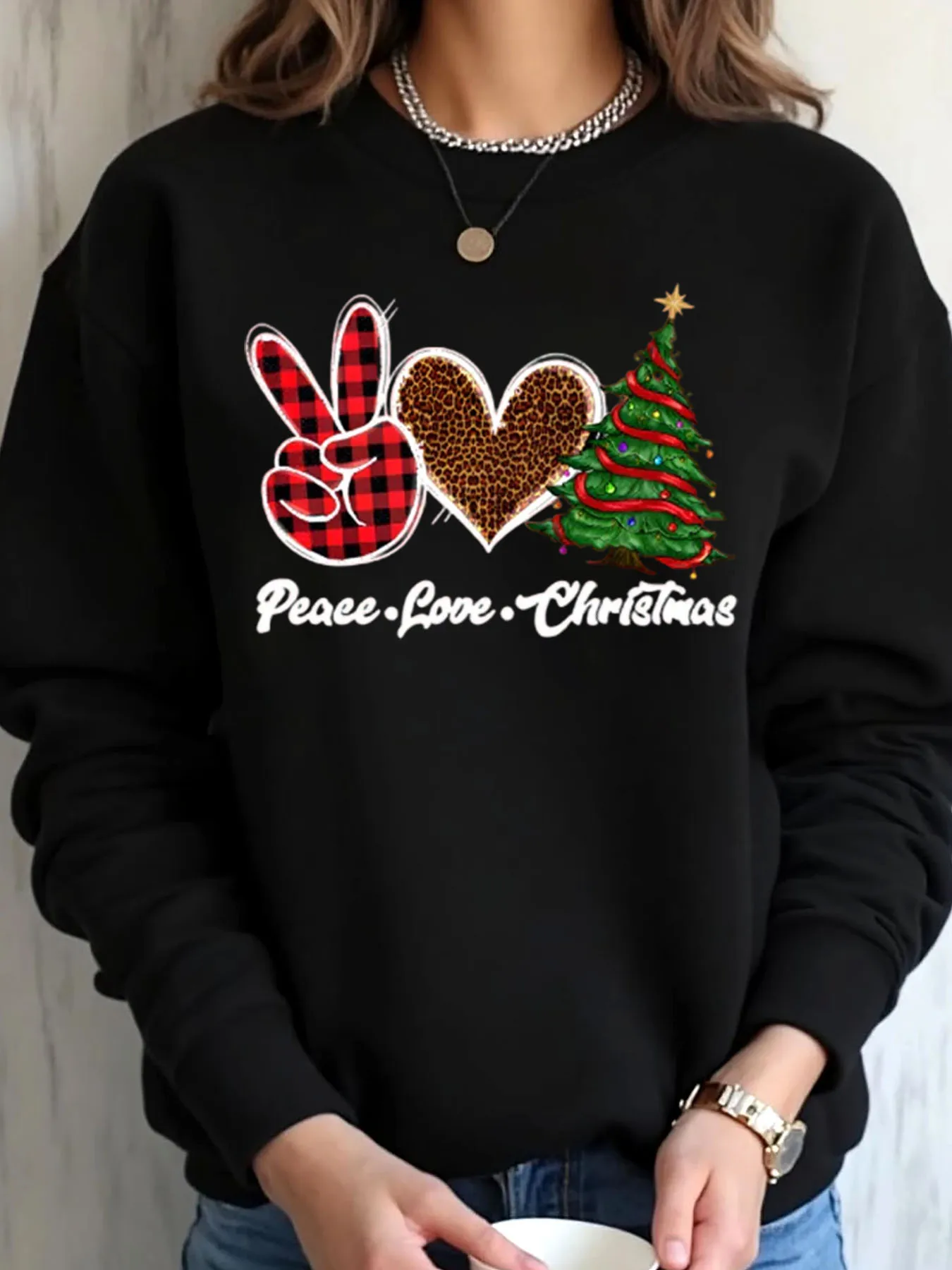 Женская толстовка большого размера Christmas Peace Love с рождественским принтом, уличная одежда
Женская толстовка большого размера Christmas Peace Love с рождественским принтом, уличная одежда