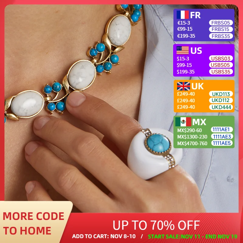 Vintage Blue Turquoise Ring White Jewelry Natural Stone Bohemia Woman Oval Gold Color Antique High Quality Engagement New In
Vintage Blue Turquoise Ring White Jewelry Natural Stone Bohemia Woman Oval Gold Color Antique High Quality Engagement New In