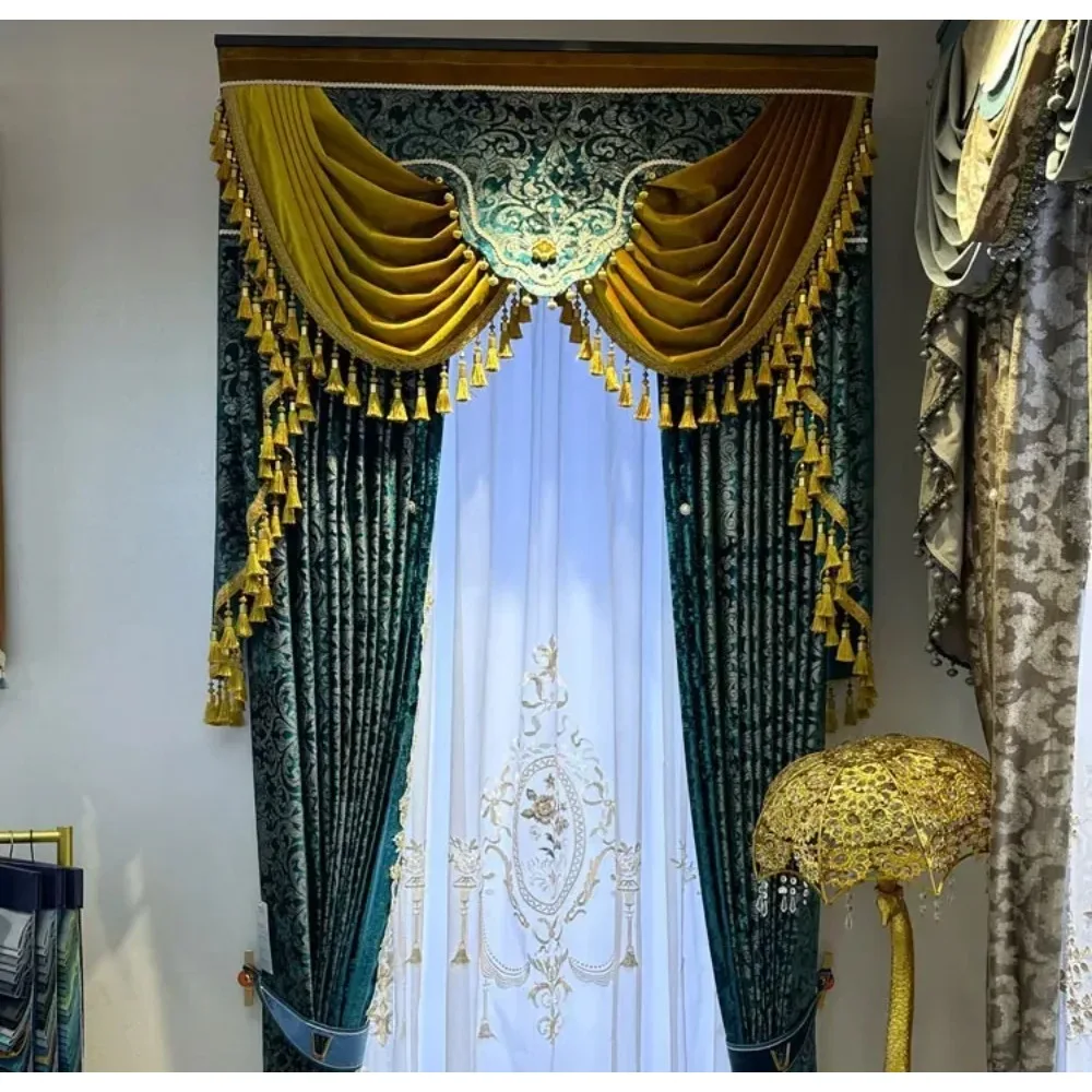 High-end Dark Green Velvet Bronzing Jacquard Curtains For Living Room Bedroom Balcony Villa Home Decoration Customized Valanace
High-end Dark Green Velvet Bronzing Jacquard Curtains For Living Room Bedroom Balcony Villa Home Decoration Customized Valanace
