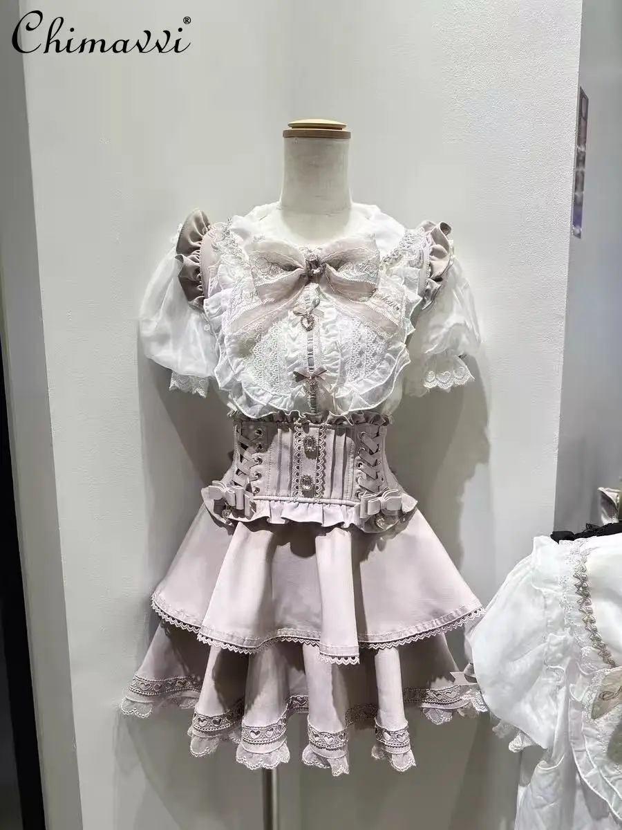 Liz Sweet Y2k Lolita Sets Summer New Japanese Mass Production Cute Girls Sailor Suit Embroider Collar Shirt Cake Suspender Skirt
Liz Sweet Y2k Lolita Sets Summer New Japanese Mass Production Cute Girls Sailor Suit Embroider Collar Shirt Cake Suspender Skirt