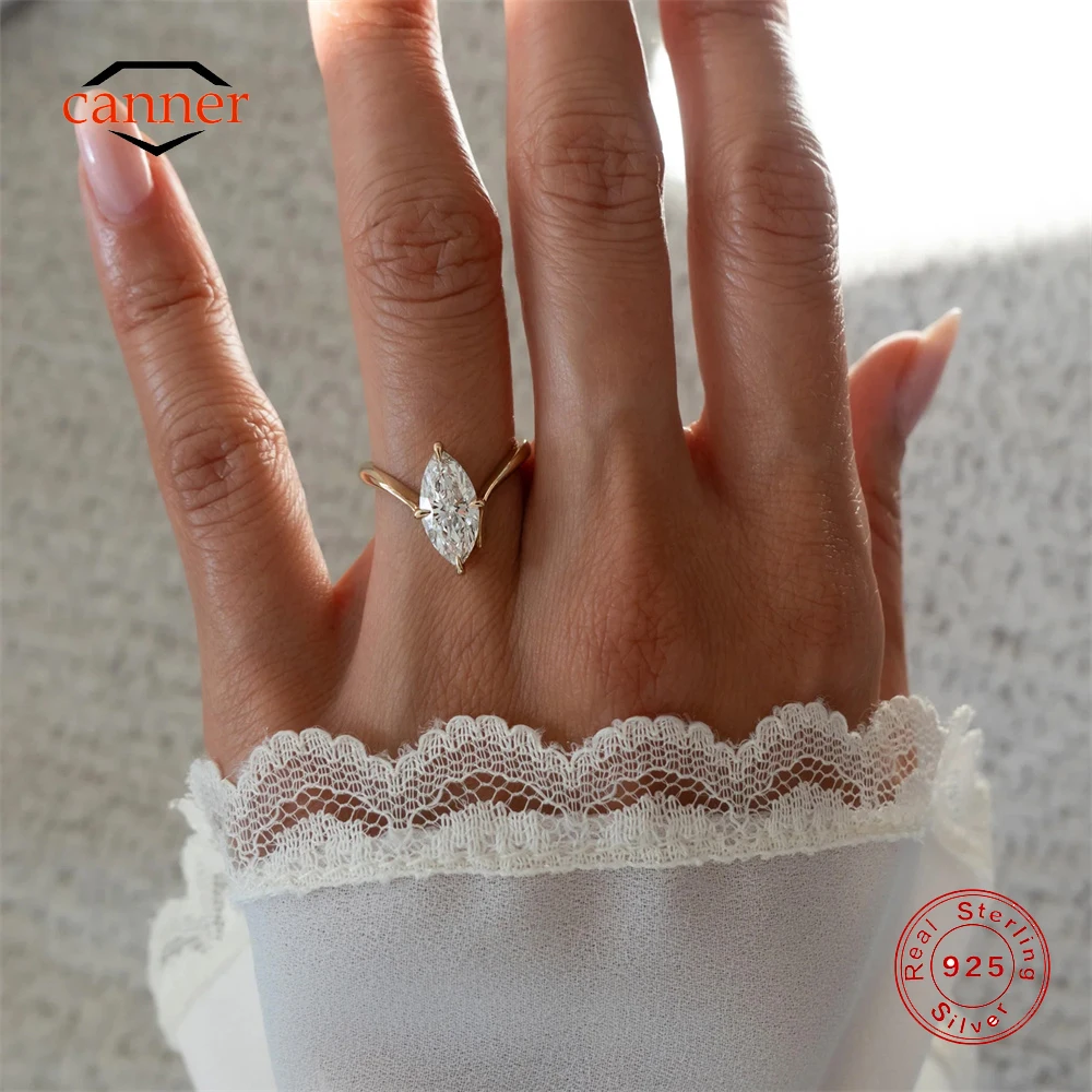 CANNER 925 Sterling Silver Sparkling Shiny Horse Eye Geometric CZ Stackable Ring For Women Ins Wedding Party Ring Fine Jewelry
CANNER 925 Sterling Silver Sparkling Shiny Horse Eye Geometric CZ Stackable Ring For Women Ins Wedding Party Ring Fine Jewelry