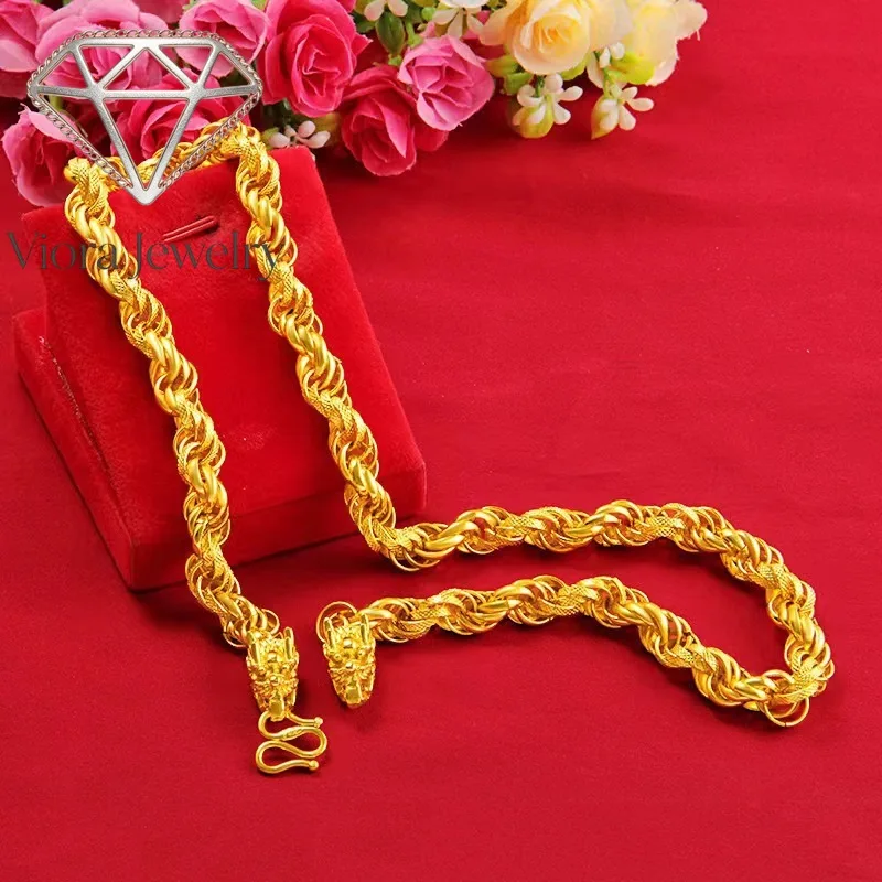 Viora Jewelry 24K Gold AU999 Twist Dragon Head Men's Necklace - Premium craft, sleek twist, vivid dragon, thoughtful gift
Viora Jewelry 24K Gold AU999 Twist Dragon Head Men's Necklace - Premium craft, sleek twist, vivid dragon, thoughtful gift