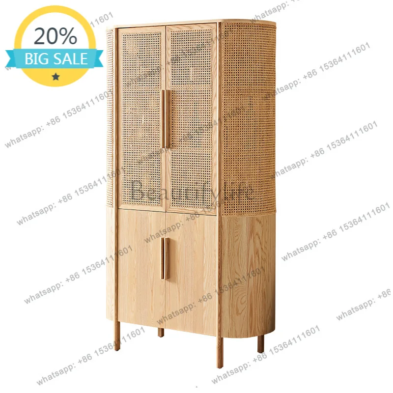 D30Rattan display wine cabinet multi-functional ash wood solid wood double door multi-layer partition storage cabinet
D30Rattan display wine cabinet multi-functional ash wood solid wood double door multi-layer partition storage cabinet