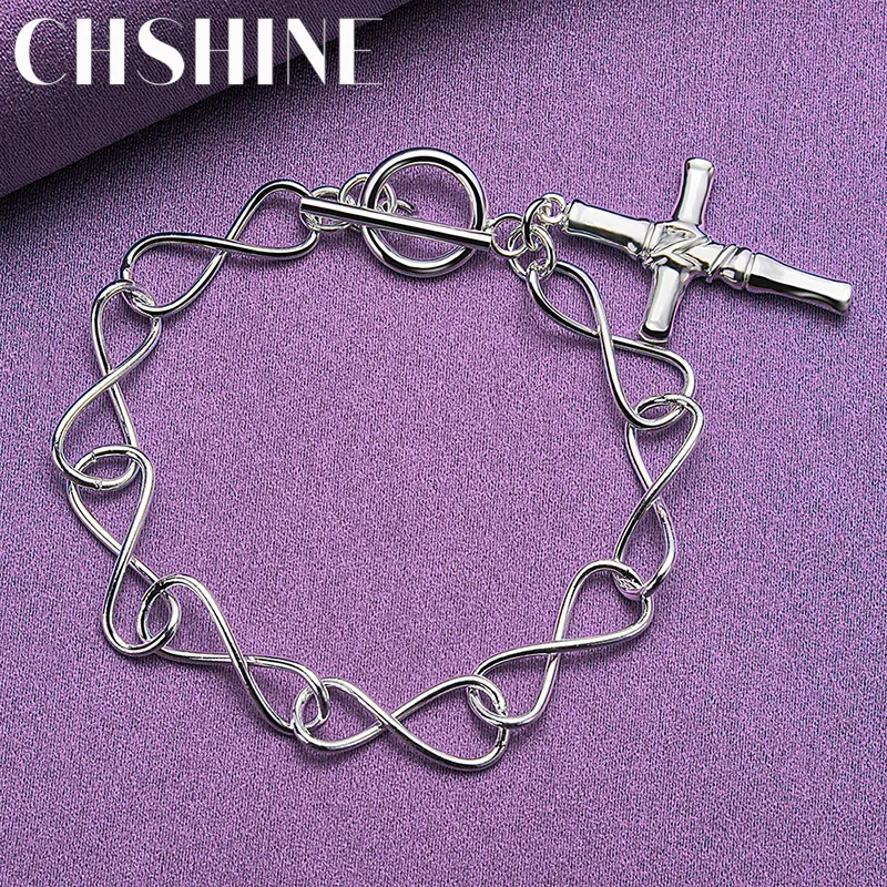 CHSHINE 925 Sterling Silver Cross Pendant Bracelet For Women 8-Word TO Chain Fashion Charm Jewelry 
CHSHINE 925 Sterling Silver Cross Pendant Bracelet For Women 8-Word TO Chain Fashion Charm Jewelry