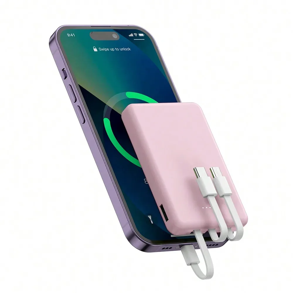 Mini Portable Mobile Phone Power Bank Charger 5000mAh, Input Type-C, USB C Block,4-USB Output Built-In Type-C Cable, Micro Cable
Mini Portable Mobile Phone Power Bank Charger 5000mAh, Input Type-C, USB C Block,4-USB Output Built-In Type-C Cable, Micro Cable