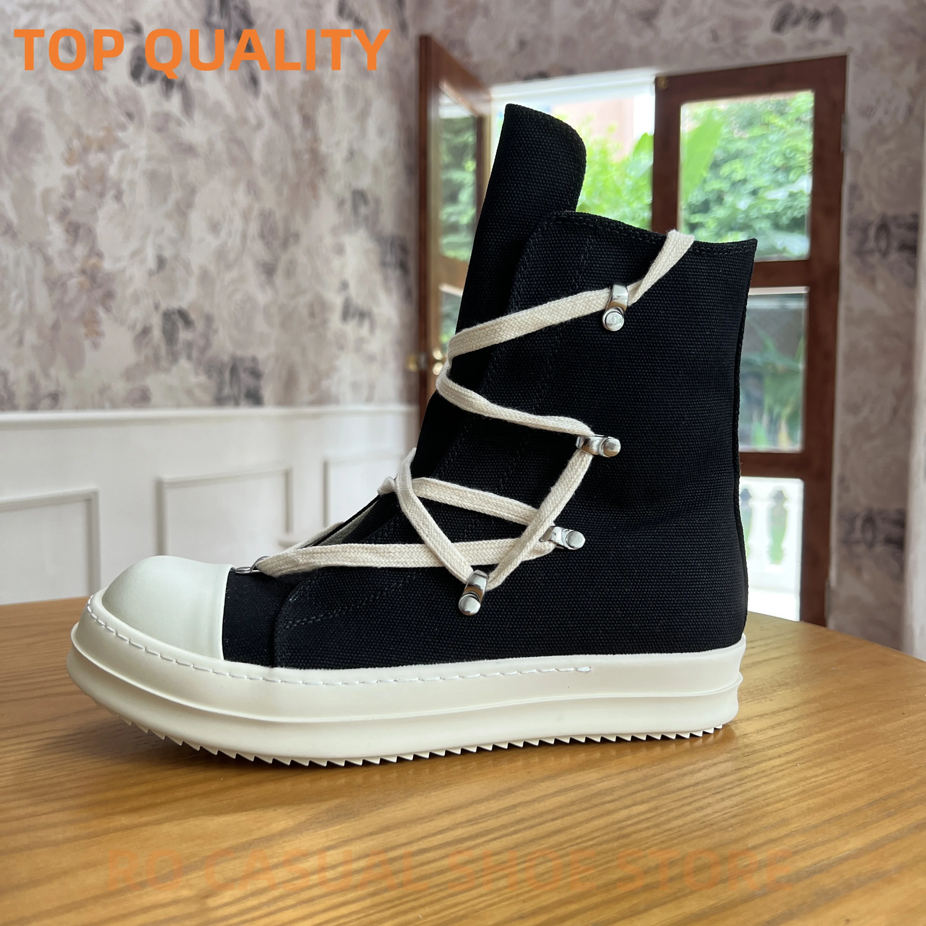 Ricks Outdoor Luxury Black Canvas High Top Quality Owens Men Shoe Lace Up Women Sneaker Casual Owens Design boots & Shoes
Ricks Outdoor Luxury Black Canvas High Top Quality Owens Men Shoe Lace Up Women Sneaker Casual Owens Design boots & Shoes