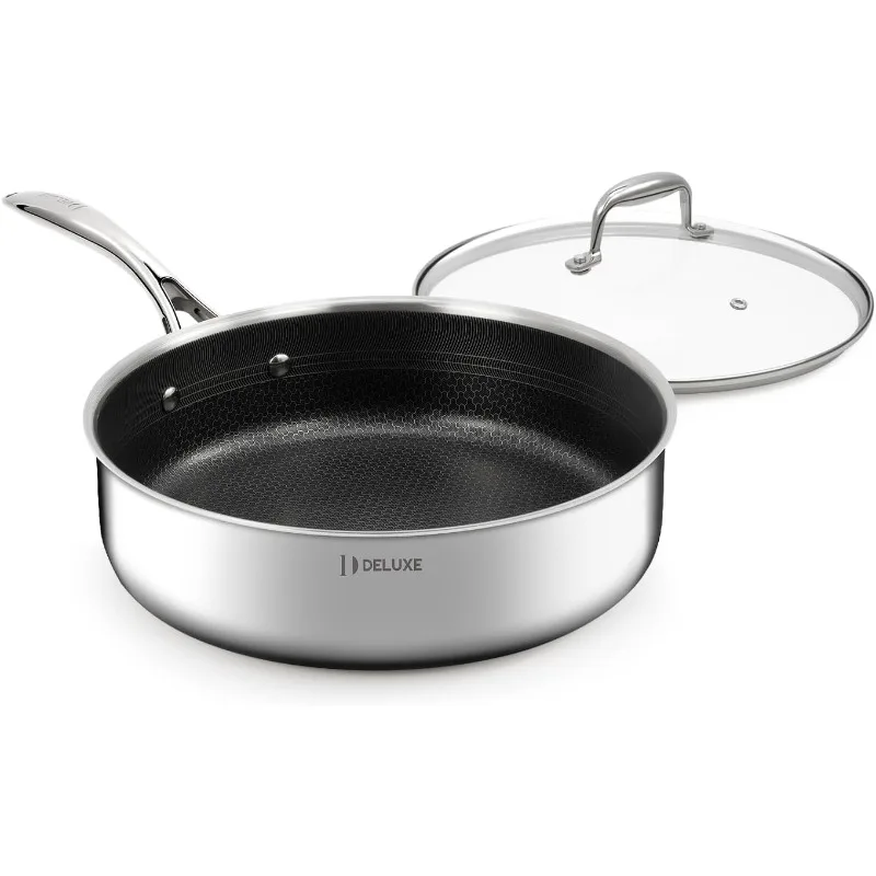 Hybrid Ceramic Nonstick 5Qt Deep Sauté Pan with Lid,Stainless Steel Skillet with Stay-Cool Handles,Dishwasher & Oven-Safe,PFOA
Hybrid Ceramic Nonstick 5Qt Deep Sauté Pan with Lid,Stainless Steel Skillet with Stay-Cool Handles,Dishwasher & Oven-Safe,PFOA