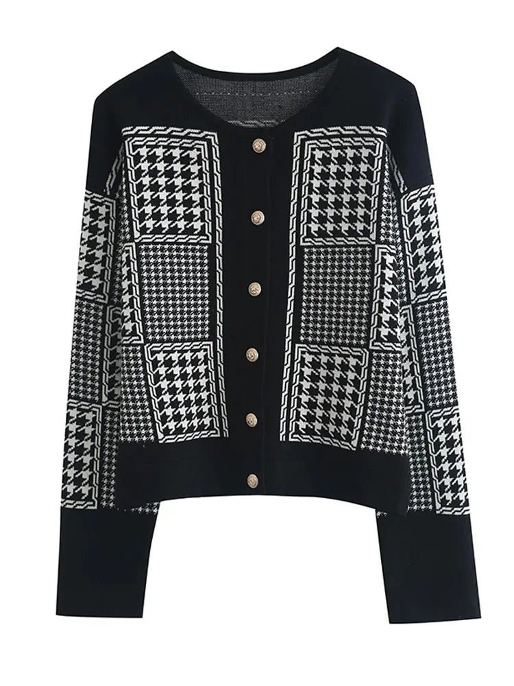 2024 Autumn New O-neck Button Plaid Cropped Cardigan Women Korean Fashion Slim Casual Long Sleeve Sweater Knitted Tops Jumpers
2024 Autumn New O-neck Button Plaid Cropped Cardigan Women Korean Fashion Slim Casual Long Sleeve Sweater Knitted Tops Jumpers
