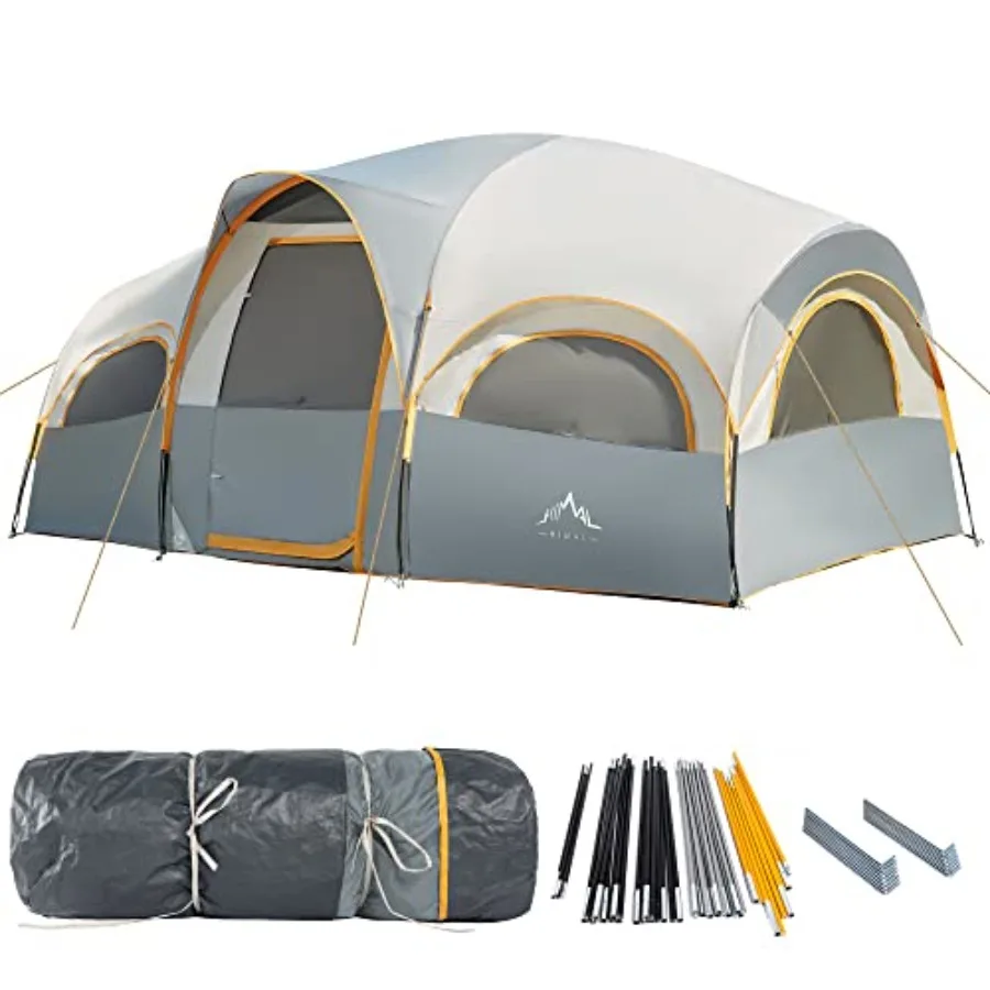 Camping tent for 8 people, polyester fabric, gray color, waterproof and windproof with rainfly, divided curtain for privacy, po
Camping tent for 8 people, polyester fabric, gray color, waterproof and windproof with rainfly, divided curtain for privacy, po