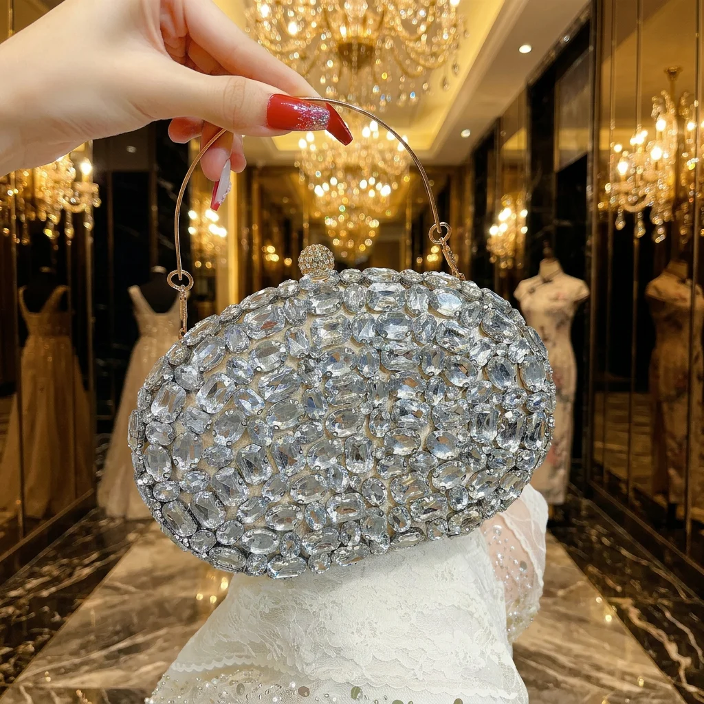 Oval Women Evening Bags Sparkly Crystal Clutch Purses Luxury Handle Handbags Chain Shoulder Bags Party Rhinestone Beaded Handbag
Oval Women Evening Bags Sparkly Crystal Clutch Purses Luxury Handle Handbags Chain Shoulder Bags Party Rhinestone Beaded Handbag