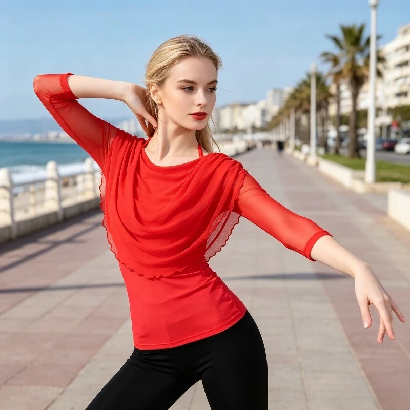 Seven Quarter Sleeve Mesh Top for Women, Modern Latin Exercise Small Shirt, Slim Fit, Breathable Professional Training Clothes
Seven Quarter Sleeve Mesh Top for Women, Modern Latin Exercise Small Shirt, Slim Fit, Breathable Professional Training Clothes