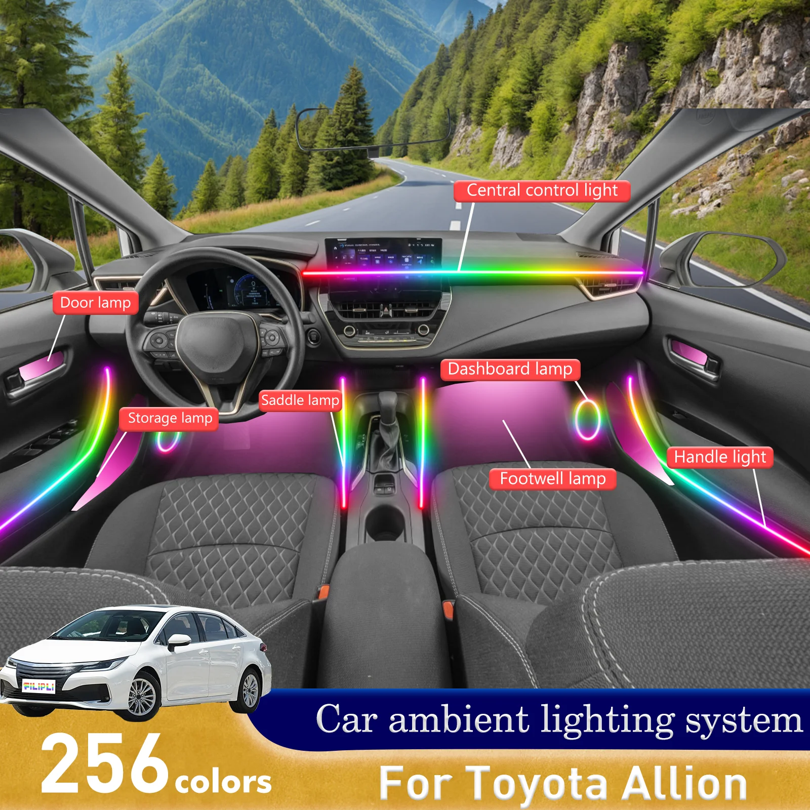 For Toyota Allion Smart Remote Control RGB 64 Colors LED Car Interior Ambient Light Energy Saving Efficient Lamp Kit
For Toyota Allion Smart Remote Control RGB 64 Colors LED Car Interior Ambient Light Energy Saving Efficient Lamp Kit