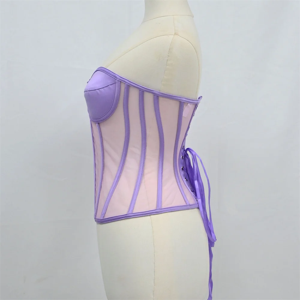 Women Mesh Corset Bustier With Cup Overbust Shaper Tube Tops Sexy Strapless Transparent Bodice Slimm Waist Wedding Lace Up Boned
Women Mesh Corset Bustier With Cup Overbust Shaper Tube Tops Sexy Strapless Transparent Bodice Slimm Waist Wedding Lace Up Boned
