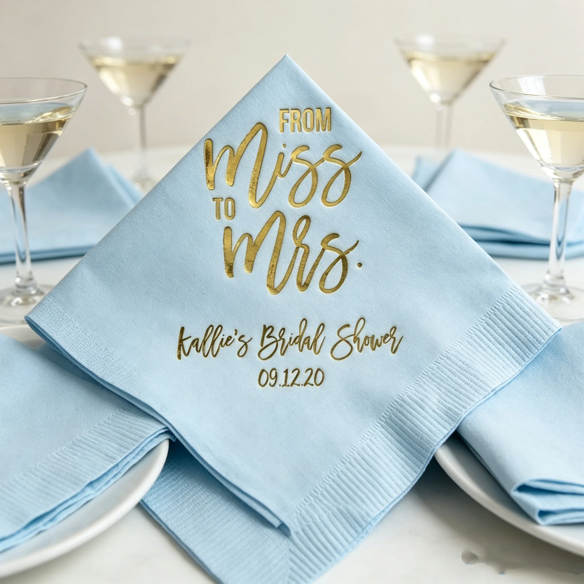 50pcs Personalized "From Miss to Mrs" Cocktail Napkins, Custom Name & Date Disposable Napkins, Gold Foil Print, for Bridal Showe
50pcs Personalized "From Miss to Mrs" Cocktail Napkins, Custom Name & Date Disposable Napkins, Gold Foil Print, for Bridal Showe