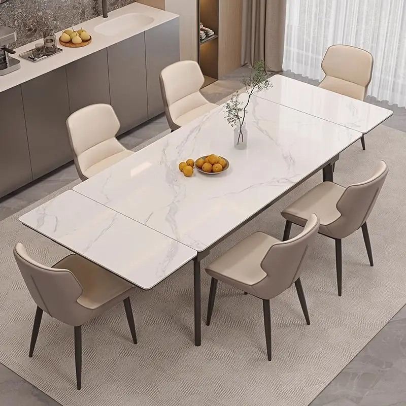 Thickened rock slab dining table retractable and stretchable rectangular multi-functional household dining table and chair combi
Thickened rock slab dining table retractable and stretchable rectangular multi-functional household dining table and chair combi