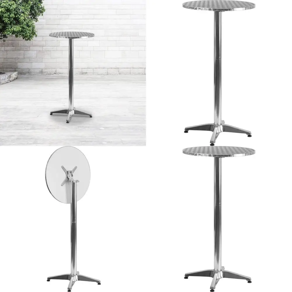 Heavy-Duty Silver Aluminum Bar Height Table with Flip-Up Top for Indoor & Outdoor Use
Heavy-Duty Silver Aluminum Bar Height Table with Flip-Up Top for Indoor & Outdoor Use
