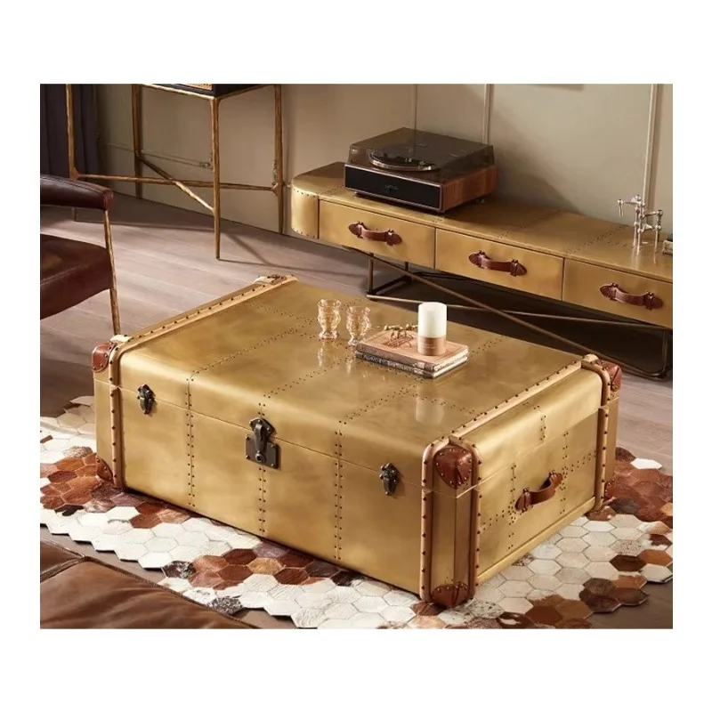 American retro leather box coffee table light luxury retro aluminum leather living room tea table corner table
American retro leather box coffee table light luxury retro aluminum leather living room tea table corner table