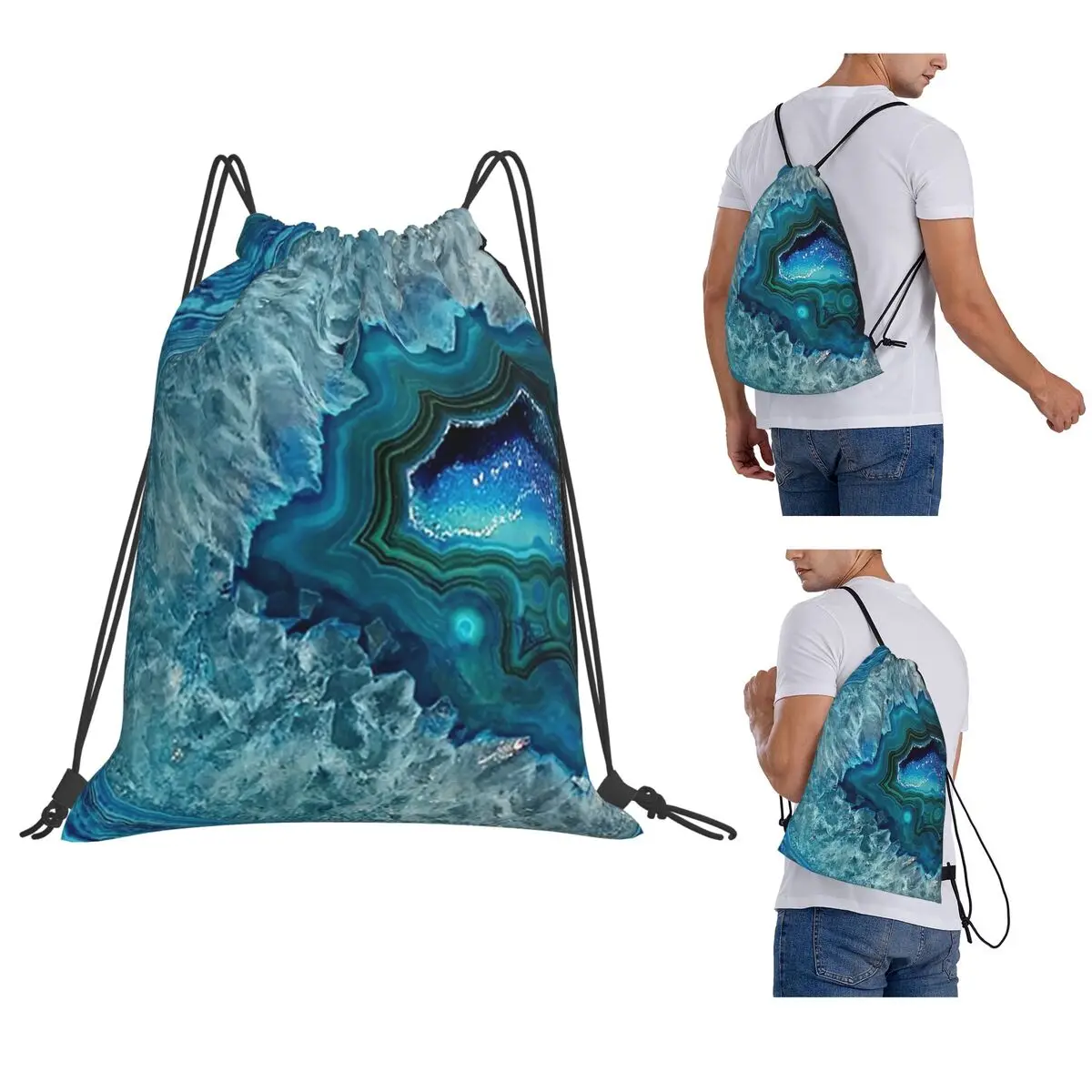 Teal Aqua Turquoise Blue Rock Agate Mineral Crystals Pattern Backpacks Drawstring Bags Sports Bag Book Bags for Man Woman School
Teal Aqua Turquoise Blue Rock Agate Mineral Crystals Pattern Backpacks Drawstring Bags Sports Bag Book Bags for Man Woman School