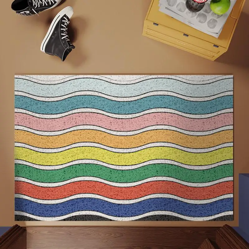Ins Style Rainbow Non-Slip Easy Clean Wear-Resistant Mat Home Entrance Bedroom Bathroom Doormat PVC Silk Ring Door Mat alfombra
Ins Style Rainbow Non-Slip Easy Clean Wear-Resistant Mat Home Entrance Bedroom Bathroom Doormat PVC Silk Ring Door Mat alfombra