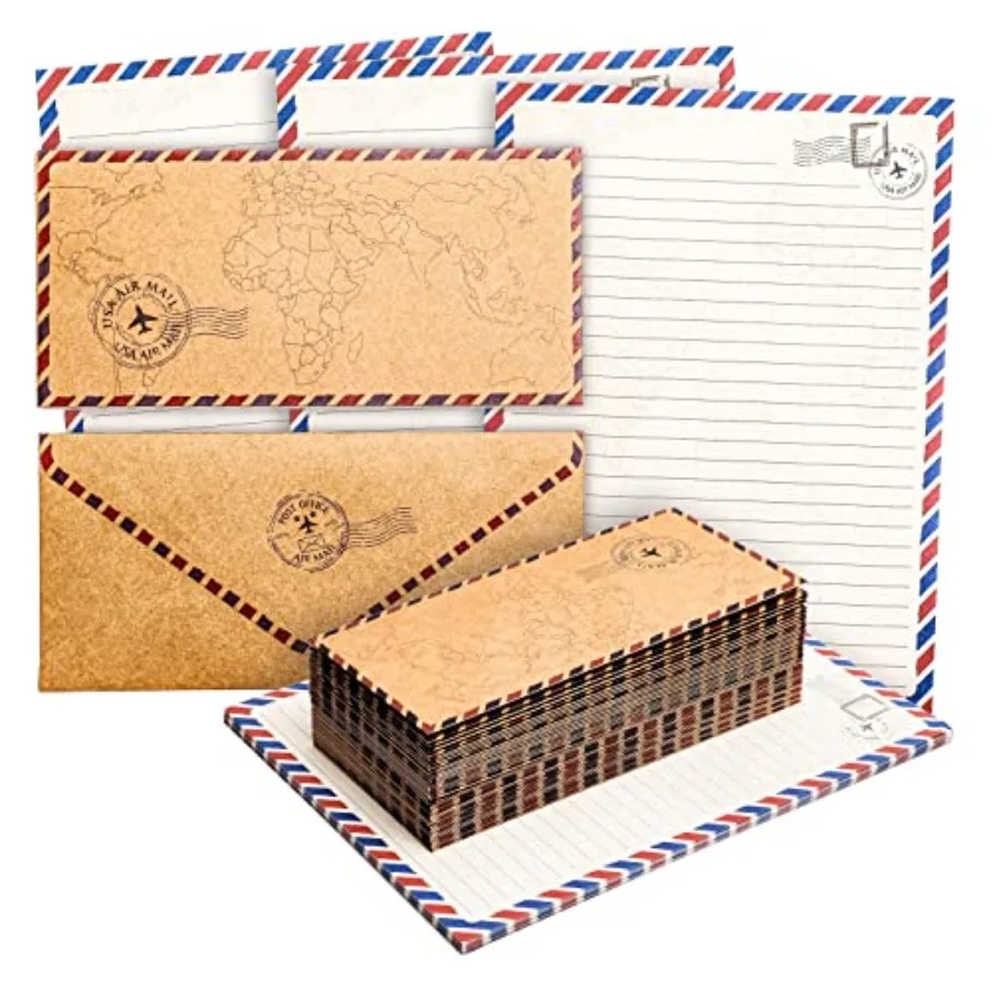 48 Pack Letter Writing Stationary Paper and Envelopes Set, Vintage Travel Design 6.9 x 9.25 In
48 Pack Letter Writing Stationary Paper and Envelopes Set, Vintage Travel Design 6.9 x 9.25 In