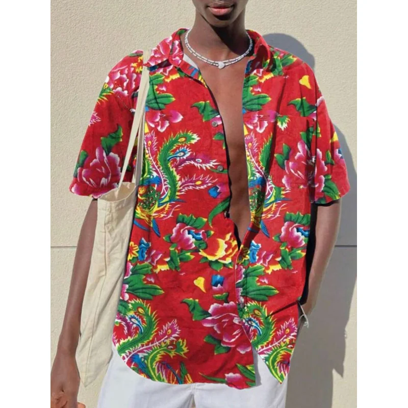 New 2025 product launched, fashionable design of Chinese Northeast Phoenix flowers on the shirt. Men's floral-patterned short-sl
New 2025 product launched, fashionable design of Chinese Northeast Phoenix flowers on the shirt. Men's floral-patterned short-sl