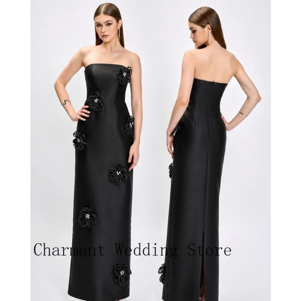 Customized Black Strapless Satin 3D Floral Sheath Evening Dress, Formal Party Bridesmaid Gown Plus Size
Customized Black Strapless Satin 3D Floral Sheath Evening Dress, Formal Party Bridesmaid Gown Plus Size