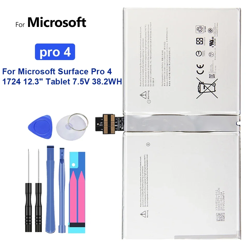 Battery for Microsoft Surface Pro 4, Pro4, 12.3 "Tablet, 7.5V, 38.2WH, 5087mAh
Battery for Microsoft Surface Pro 4, Pro4, 12.3 "Tablet, 7.5V, 38.2WH, 5087mAh